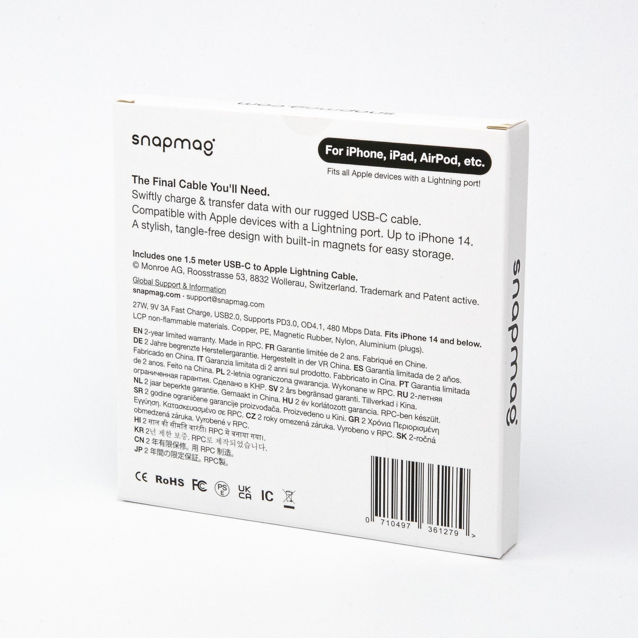 USB-C vers Lightning | Tous les appareils Apple Lightning | 1,5 m | ÉDITION NOIRE